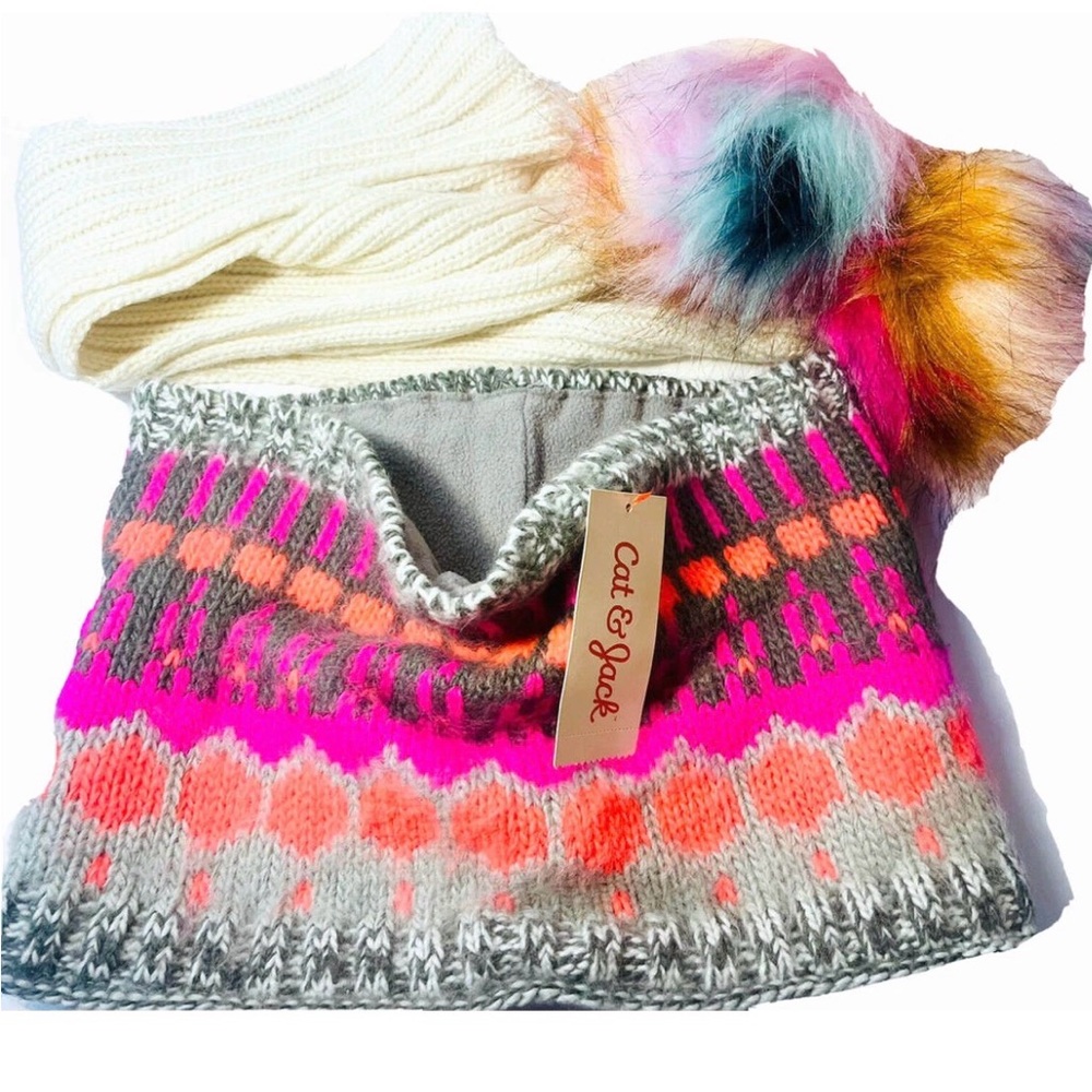 Cat & Jack two Scarves multi color Cowl & Neck Winter Christmas Gift NWT $25.98